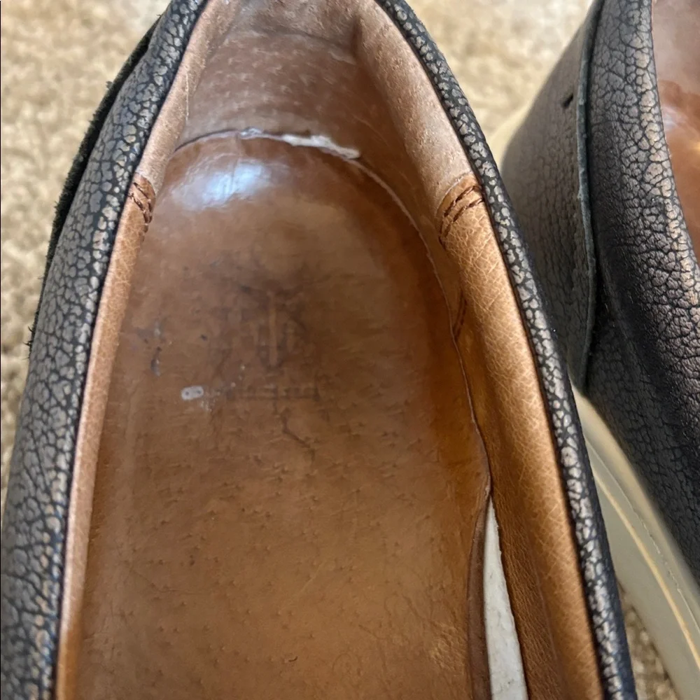 Frye Slip On Shoes Metallic Dark Gray